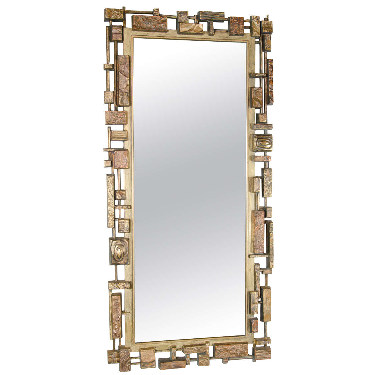 Mid-Centuy Modernist 'Syroco' Brutalist Mirror with Gilt Detailing