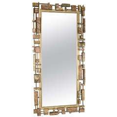 Mid-Centuy Modernist 'Syroco' Brutalist Mirror with Gilt Detailing