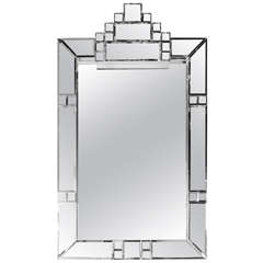 Vintage Luxe Art Deco Skyscraper Style Shadowbox Mirror with Inset Beveled Panels