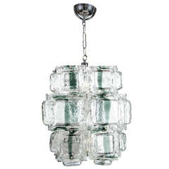 Mid-Century Modernist Handblown Murano Glass Panel Chandelier by Mazzega