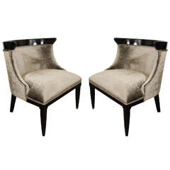 Sophisticated Pair of Mid-Century Modernist Klismos Style Occasional Chairs