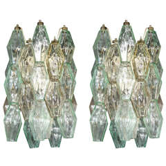 Pair of Mid-Century Modernist Polyhedral Sconces by Carlo Scarpa for Venini