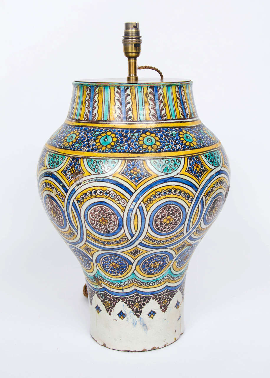 19th Century A 19th century Moroccan vase as a lamp