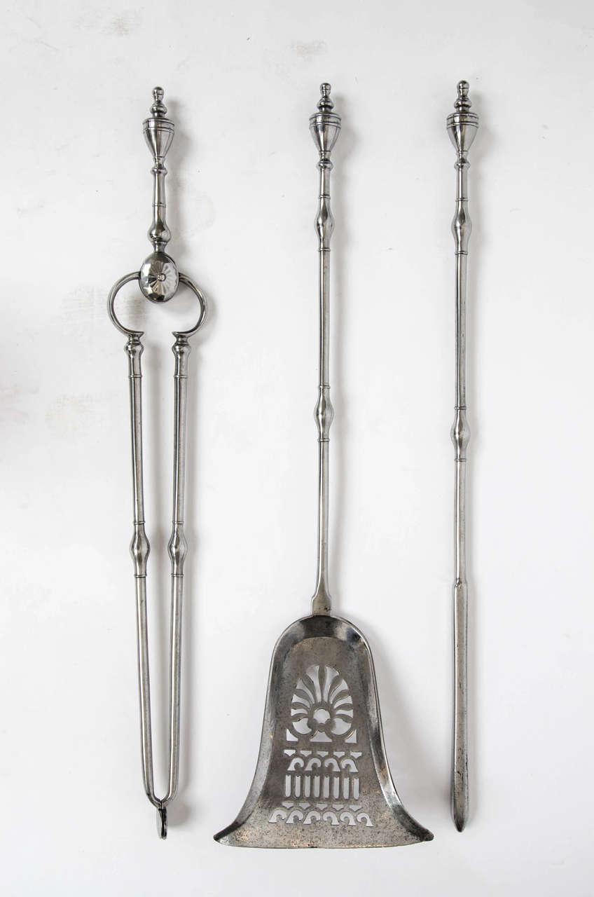 British A set of three George III fire irons