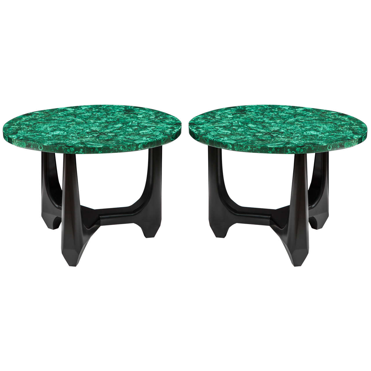 Pair of Side Tables in Malachite