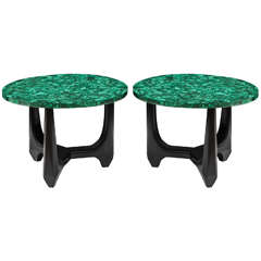 Pair of Side Tables in Malachite