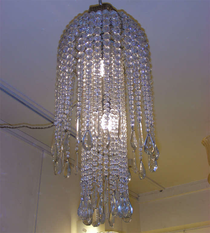1930s chandelier with crystal drops, by Genet and Michon.