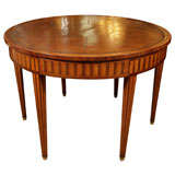 Circular Table with Tooled Leather Top