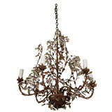 Iron and Crystal Chandelier in Vine and Leaf Motif