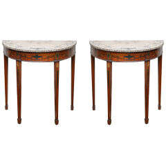 Pair of Rare Sheraton Style Demilune Tables 11