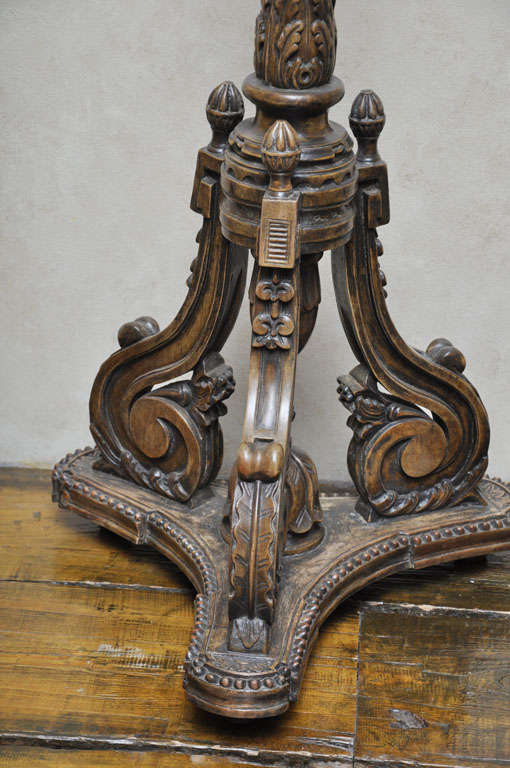 Baroque Pair of Neoclassical Style Floor Standing Carved Torchiere Pedestals, Italy 1880 For Sale