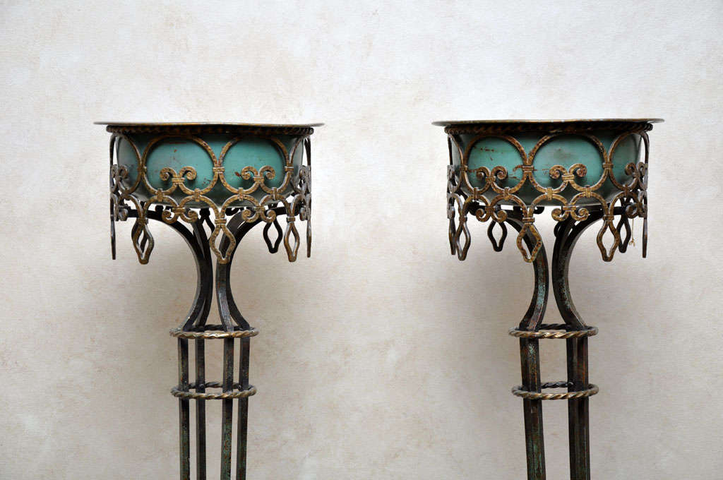 20th Century Pair of French  Art Deco Iron Planters