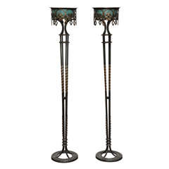 Antique Pair of French  Art Deco Iron Planters
