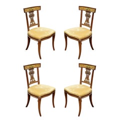 Set of Four Italian Empire Painted Klismo Side Chairs, Italy, 1890