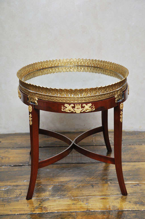 French Empire Gilt Bronze Plateau Coffee Table or Occasional Table, France, 1860 For Sale