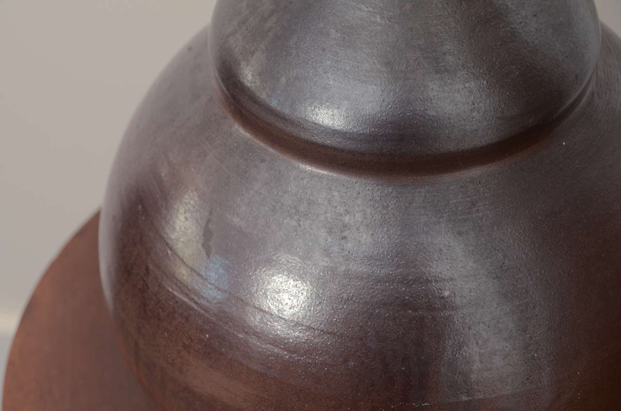 Chestnut Brown Glazed Ceramic Gourd Lamp 1