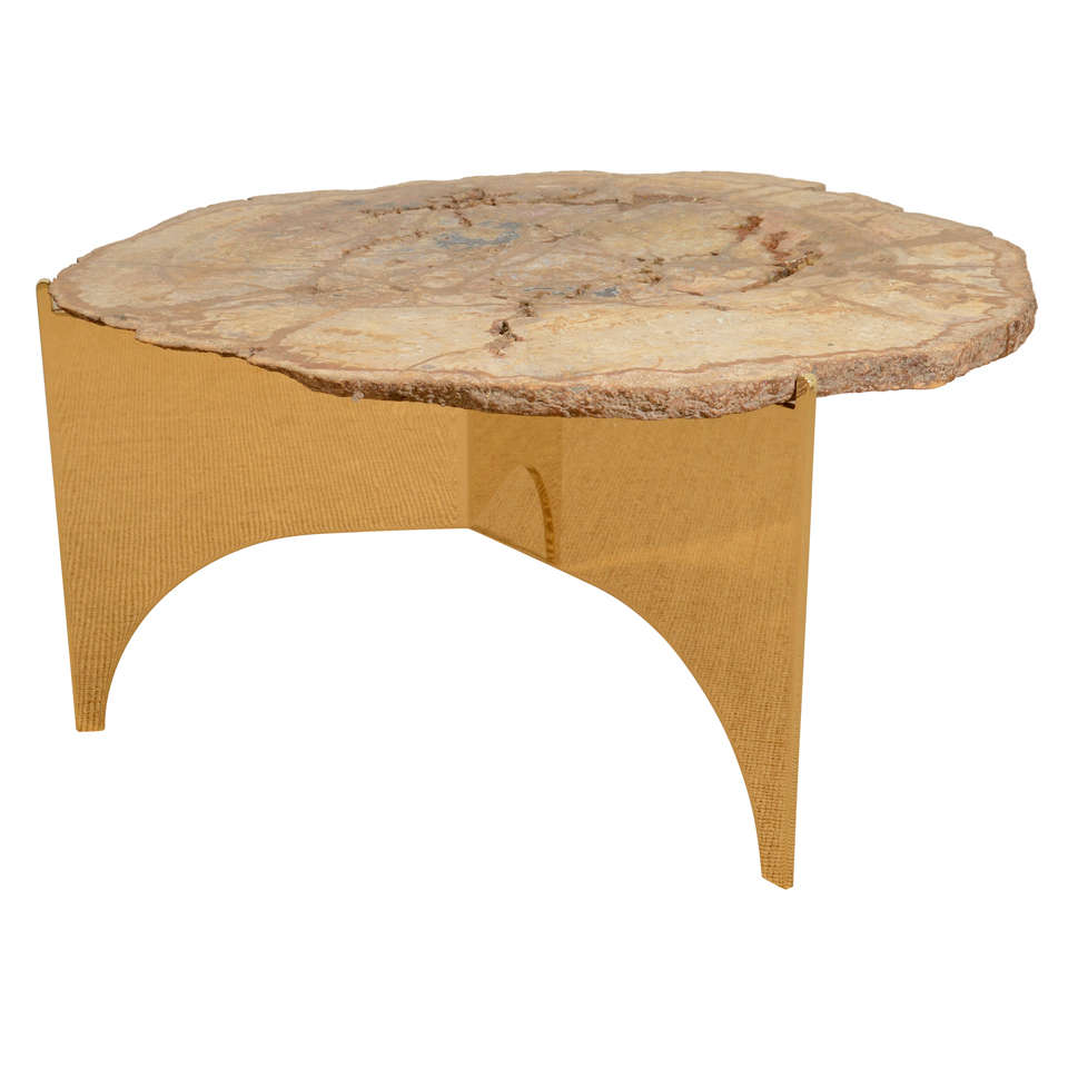A Petrified Palm Wood and Bronze Occasional Table.