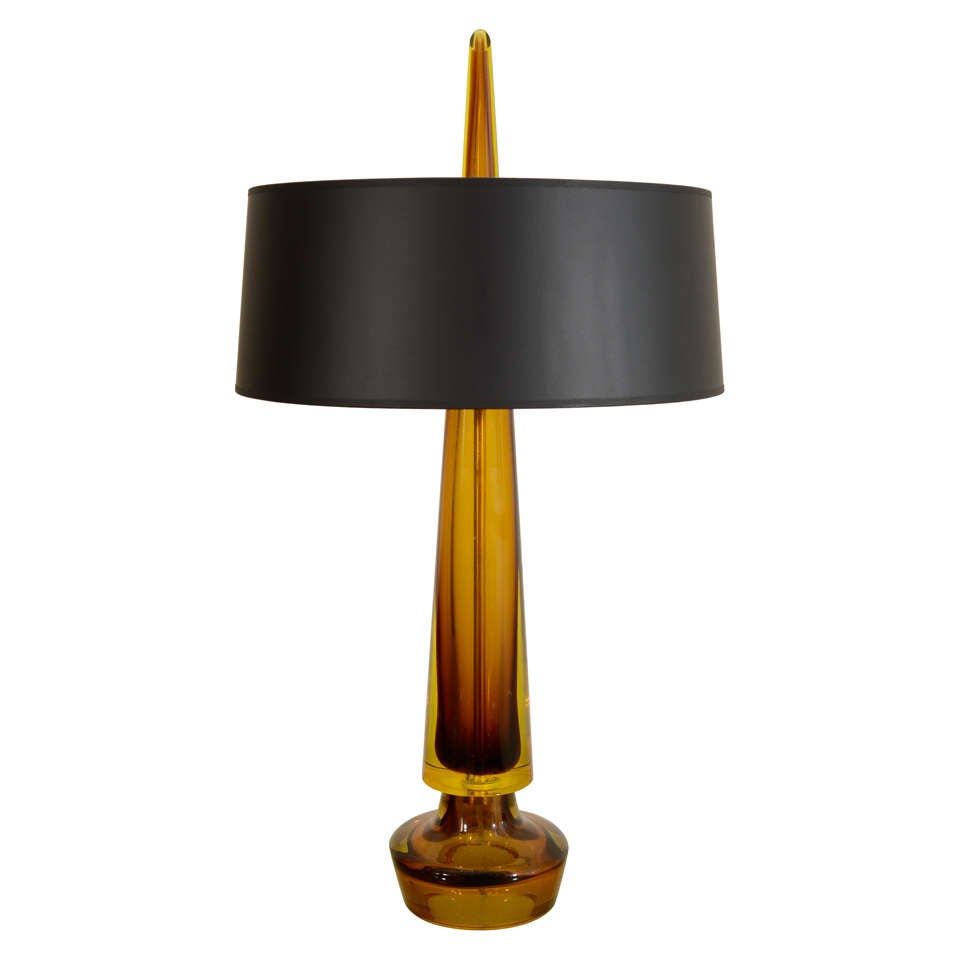 A Fulvio Bianconi Colored Glass Table Lamp and Black Shade. at 1stDibs