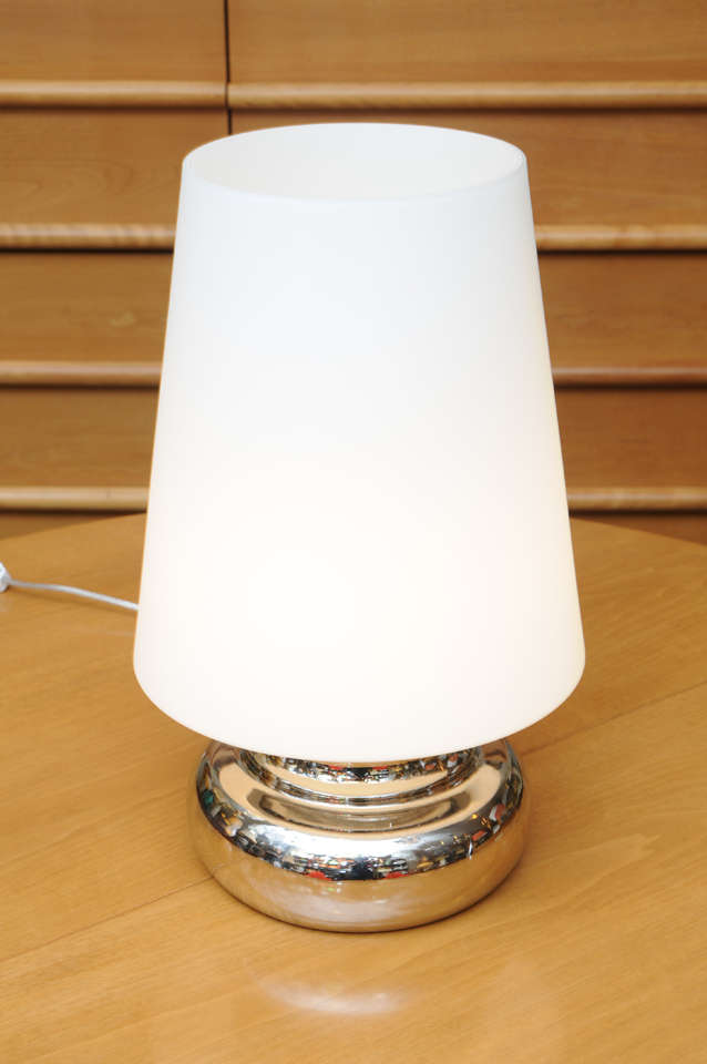 Large Op to Pop Italian Satin Glass and Nickel Table Lamp 2