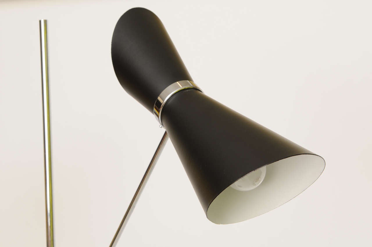 Mid-Century Modern Itakian Double Articulating Arm Cone Floor Lamp in the Manner of Guariche