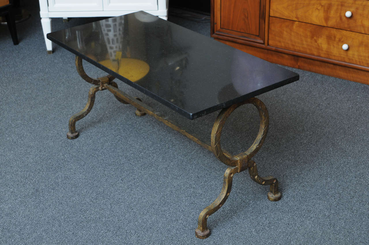 Italian Gilt Iron Granite Top Cocktail Coffee Table
