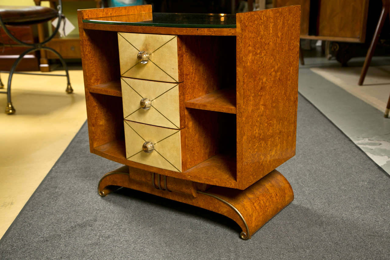 French Pair of Art Deco Style Bedside Tables