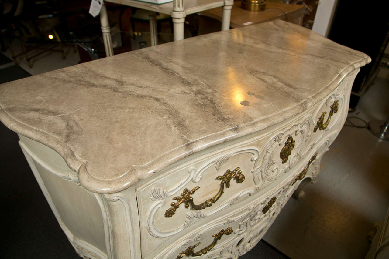 Mid-20th Century French Regency Style Commode / Dresser / Chest Faux Marble Top by Maison Jansen