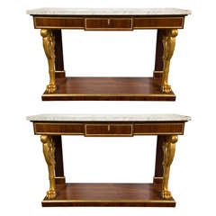 Pair of Russian Neoclassical Style Console Tables