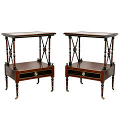 Pair of Regency Style Ebonized and Mahogany Stands. 