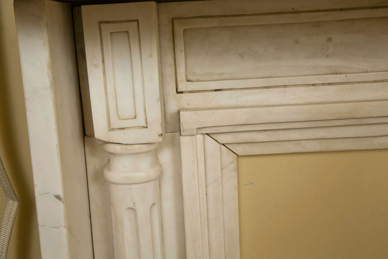 Carrera Marble Fireplace Surround. In Good Condition In Stamford, CT