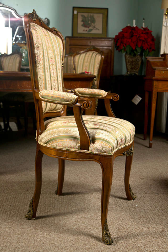 Mid-20th Century Set of Six Side French Dining Room Chairs Style of Linke