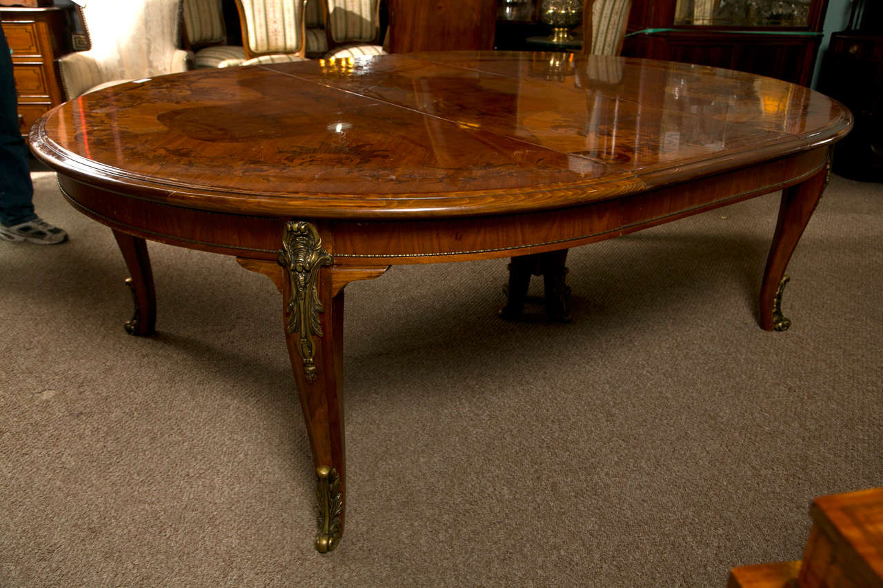 French Louis XV Style Inlaid Oval Dining Table 4