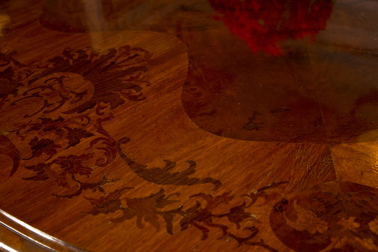 French Louis XV Style Inlaid Oval Dining Table 2