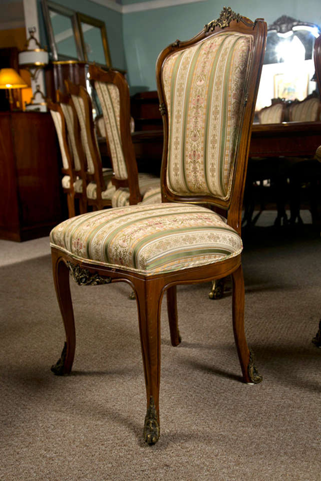Set of Six Side French Dining Room Chairs Style of Linke at 1stDibs