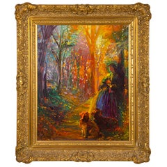 Signed Finely Detailed Oil on Board by Paul Williams Titled Forrest Walk
