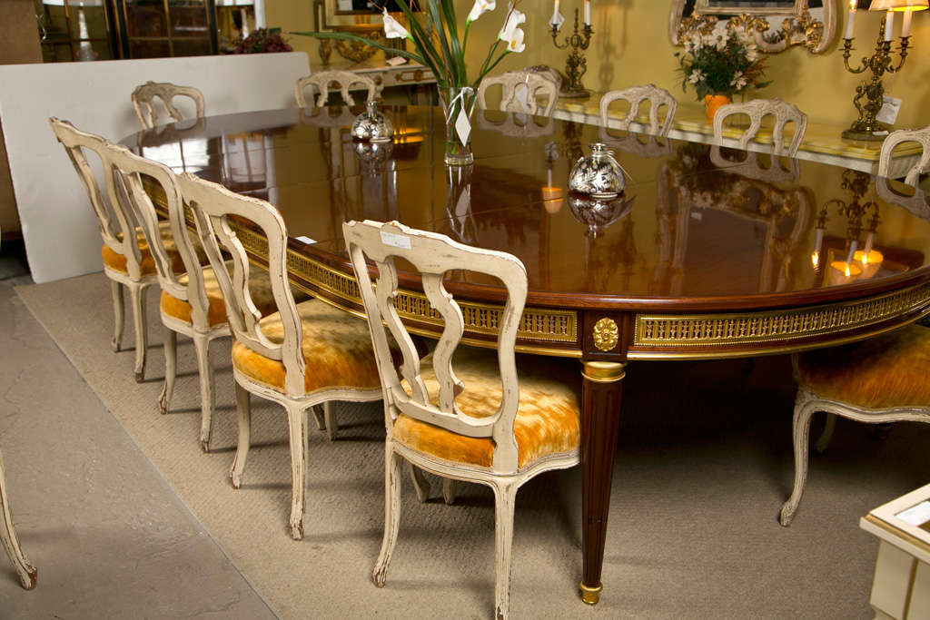 Set of 12 French Louis XV Style Dining Side Chairs by Jansen 3