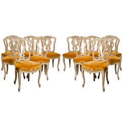 Set of 12 French Louis XV Style Dining Side Chairs by Jansen