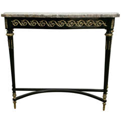French Louis XVI Style Marble Top Console Table Manner of Jansen