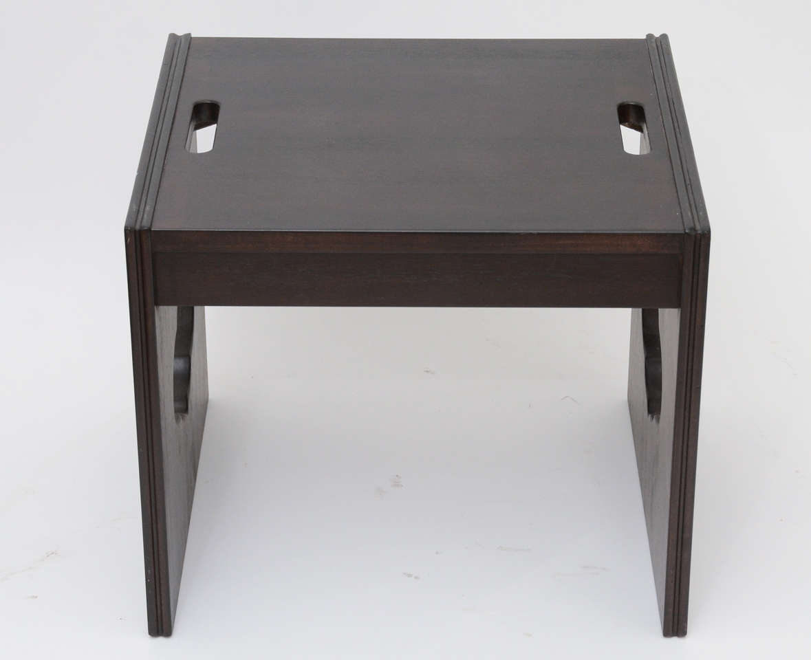 Mid-Century Modern Pair of Wood End Tables with Cut-out Details