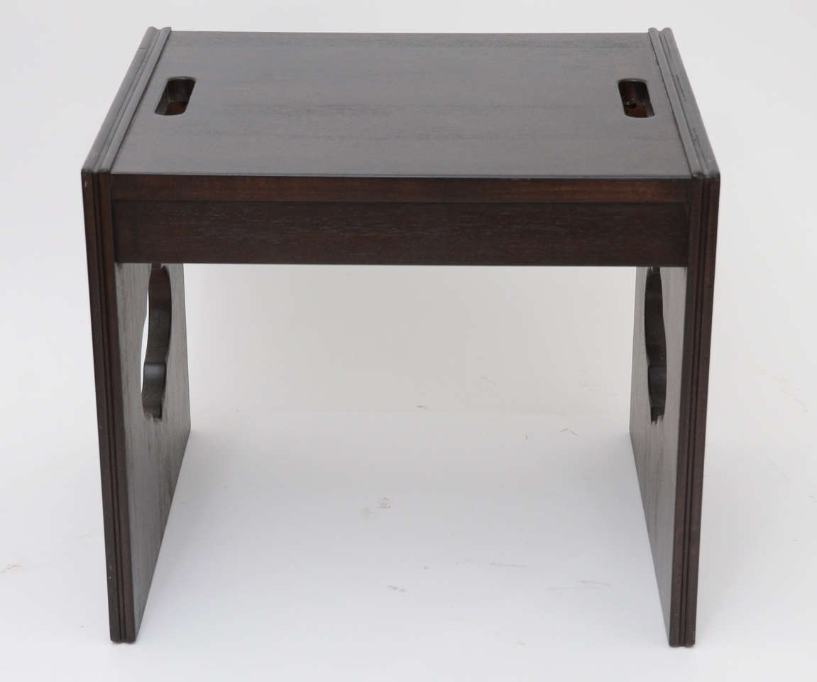 American Pair of Wood End Tables with Cut-out Details