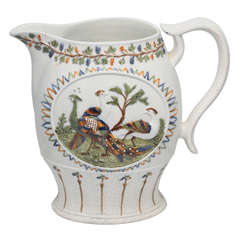 A Beautiful Prattware Peacock Pitcher