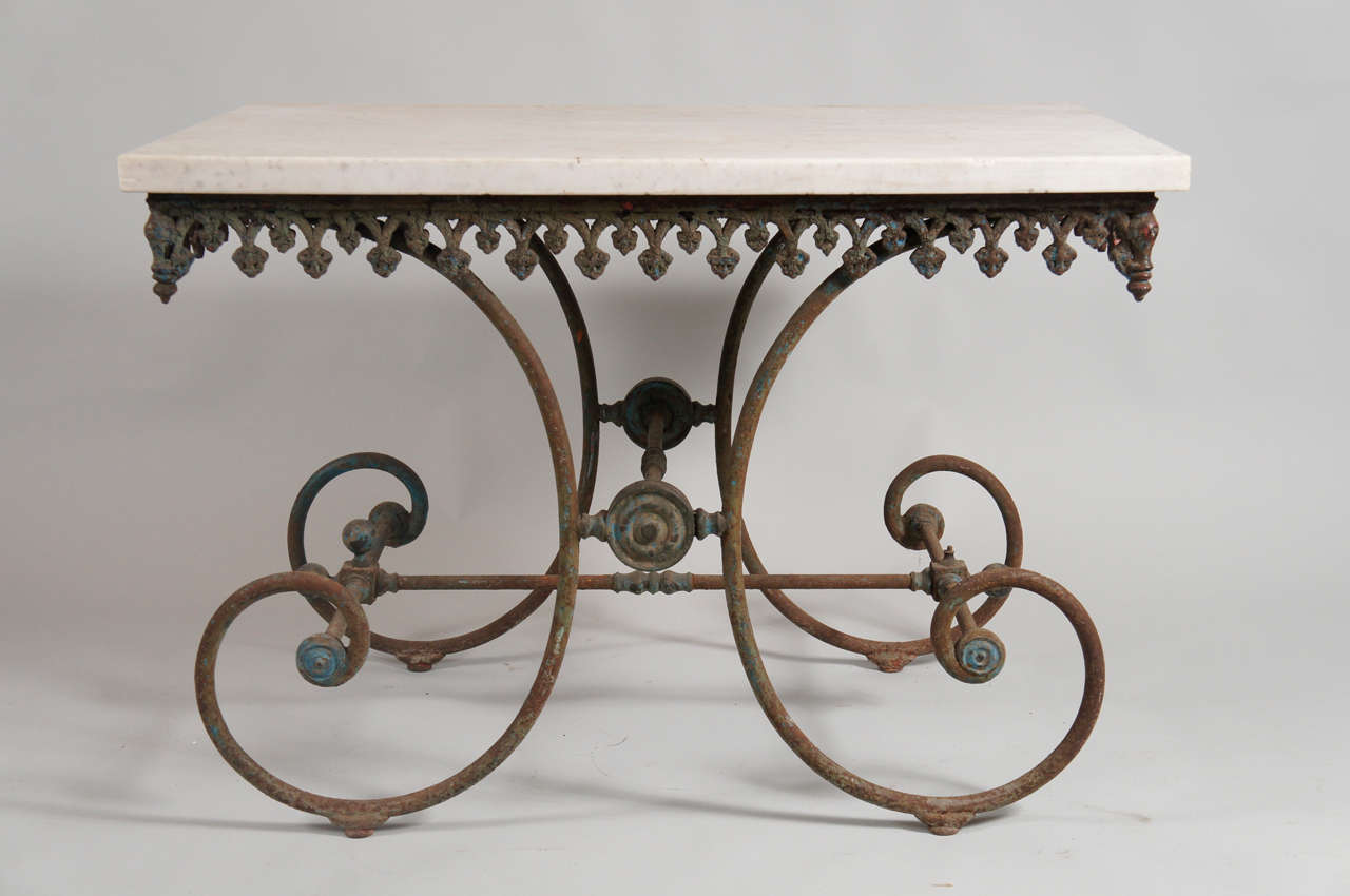 Iron Table with Marble Top
