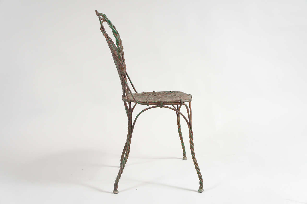 Pair of Green Iron Chairs In Good Condition In Hudson, NY