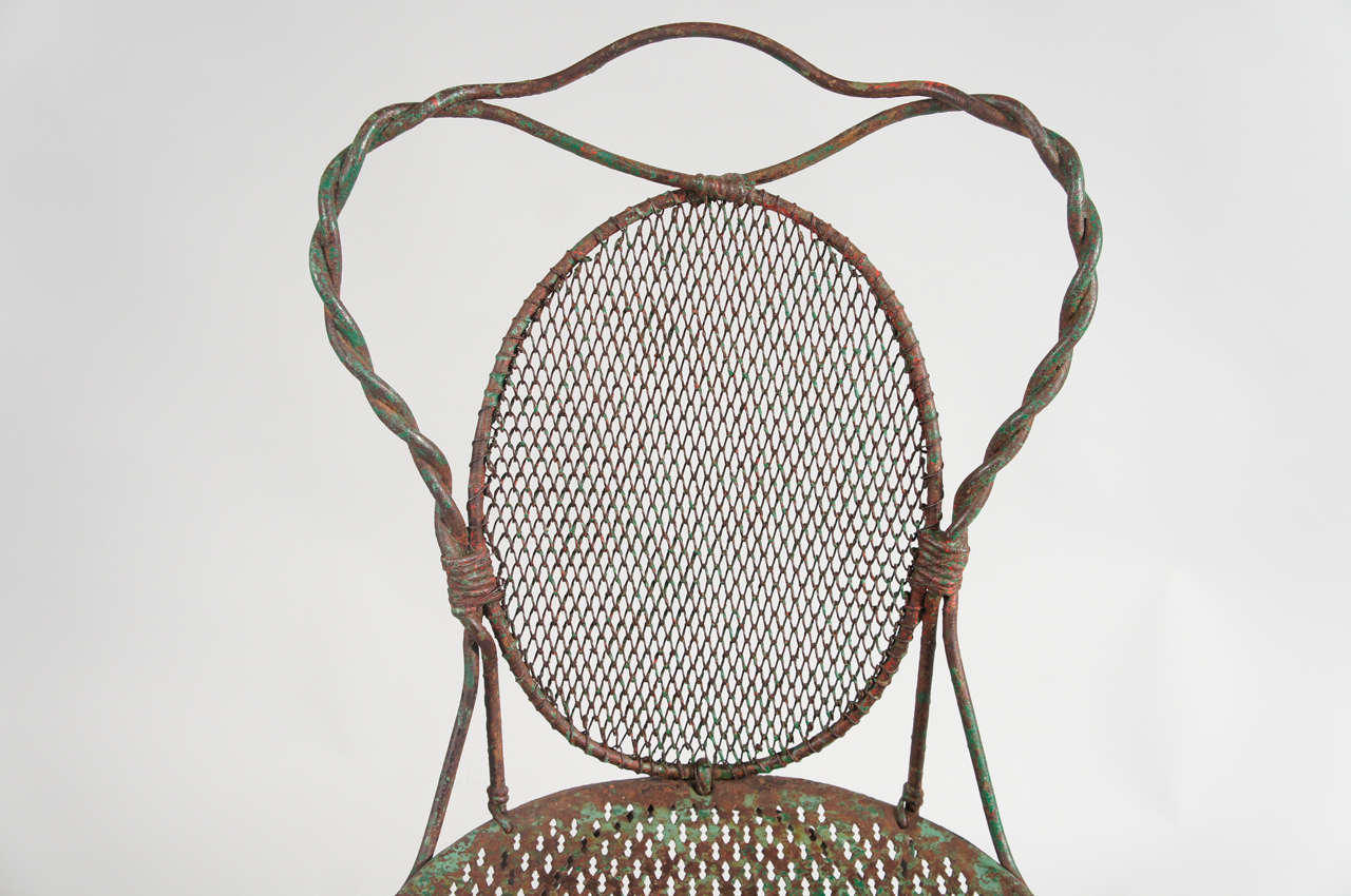 Pair of Green Iron Chairs 2