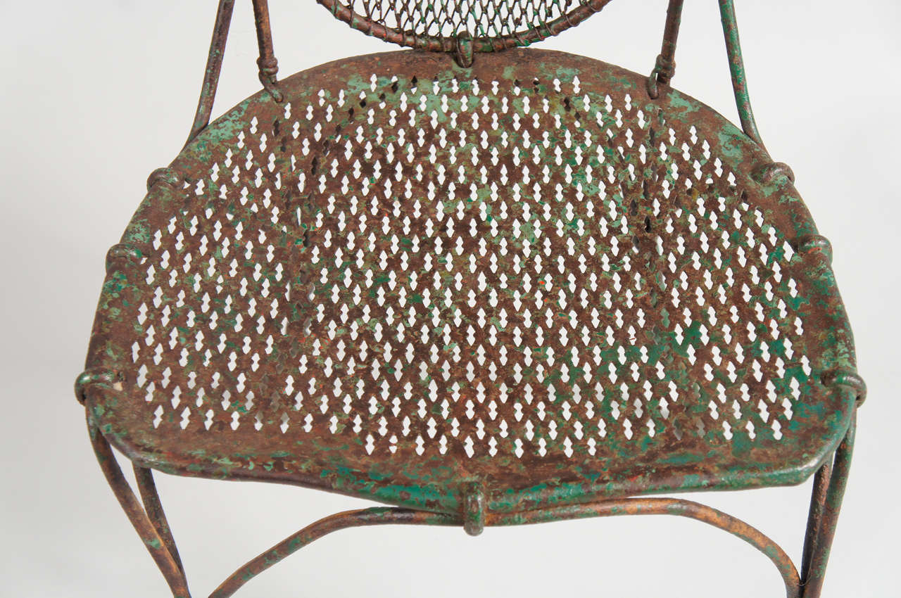 Pair of Green Iron Chairs 3