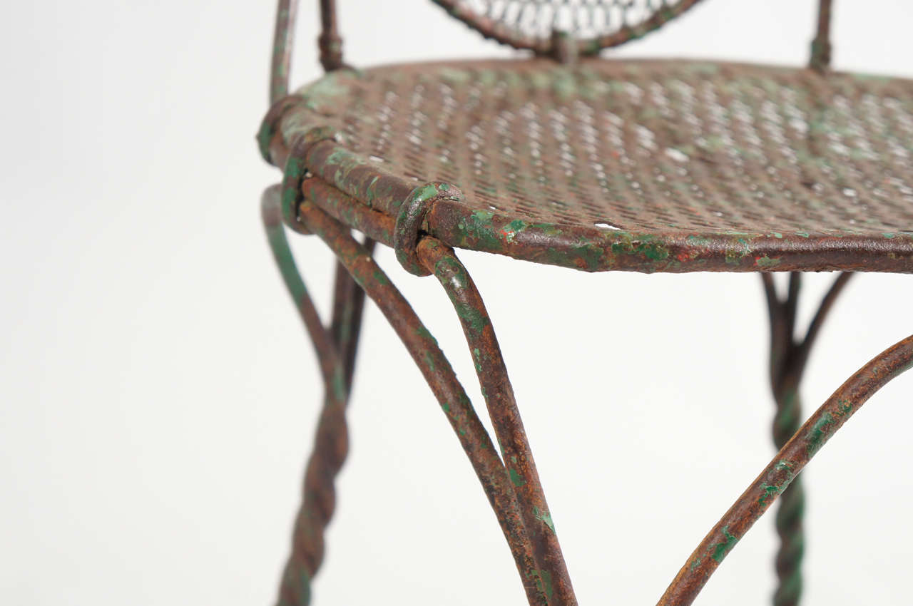 Pair of Green Iron Chairs 4