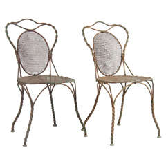 Pair of Green Iron Chairs