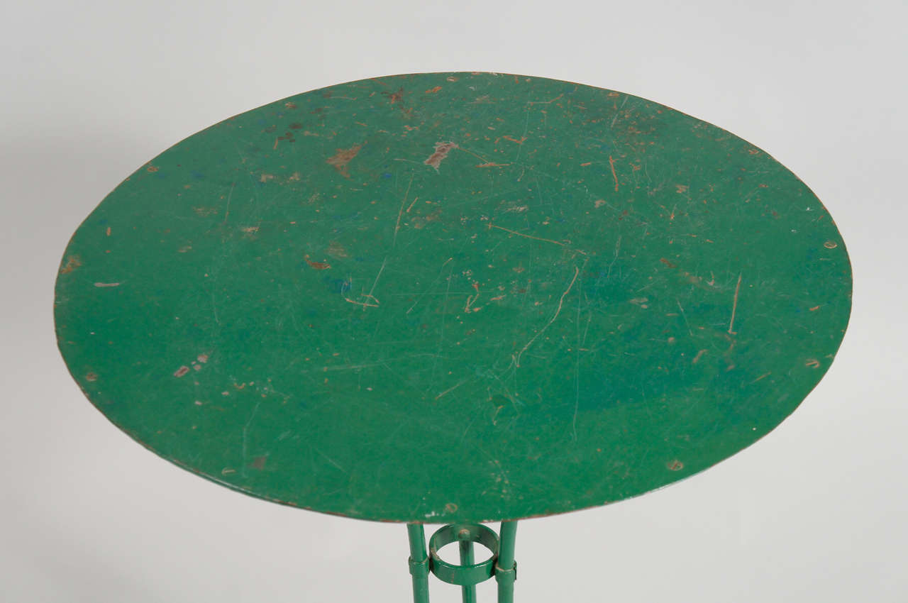 French Green Pedestal Iron Table