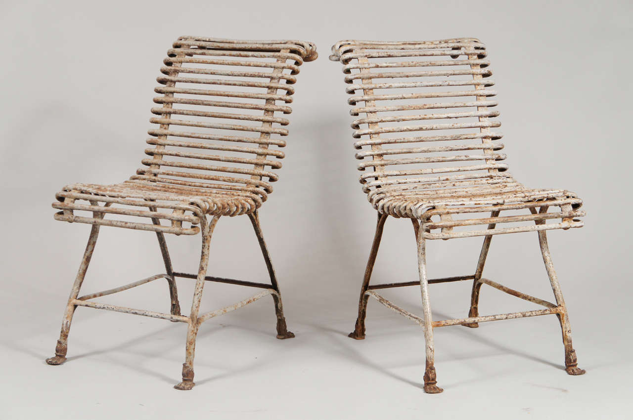 Pair of White Iron Chairs