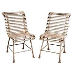 Pair of White Iron Chairs